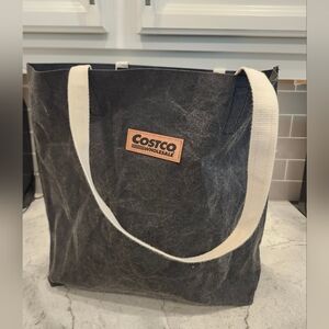 Costco Gray Waxed Canvas9 Heavy Duty Canvas Handles Eco Tote Shopping Bag NEW